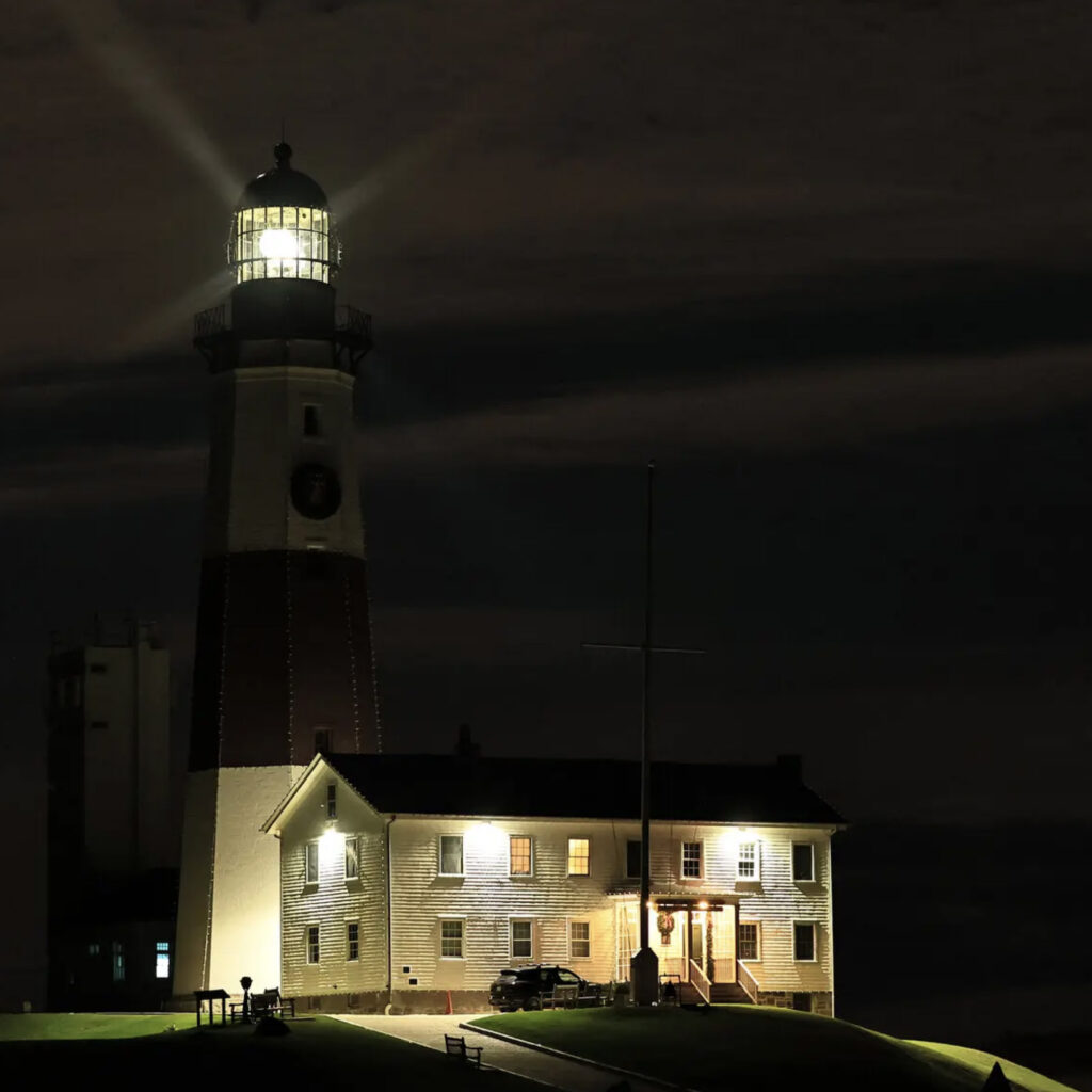 montauk point lighthouse with lens
